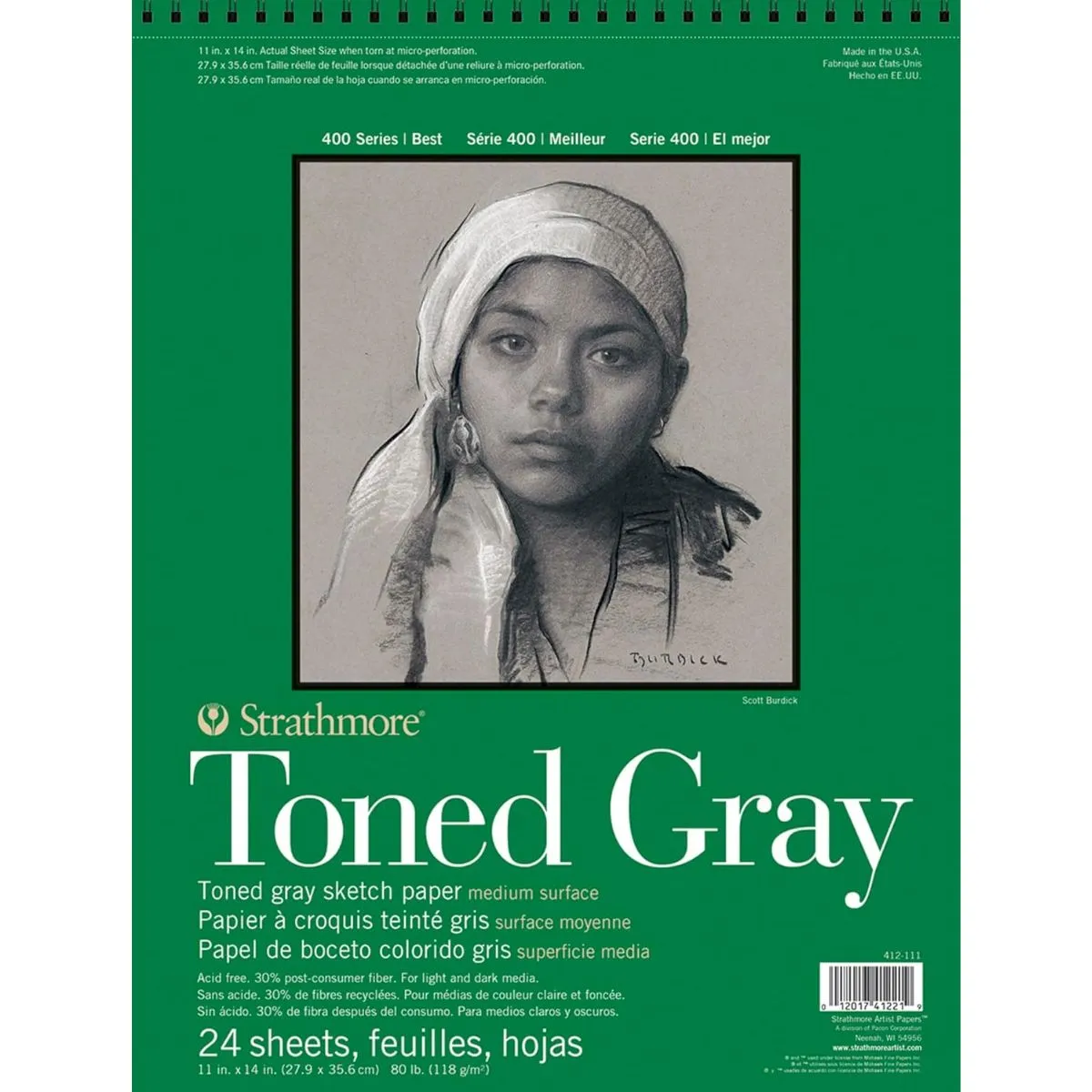 GENERICO - Croquera Dibujo Strathmore Toned Gray 118gr 27x35cm 24 Hojas