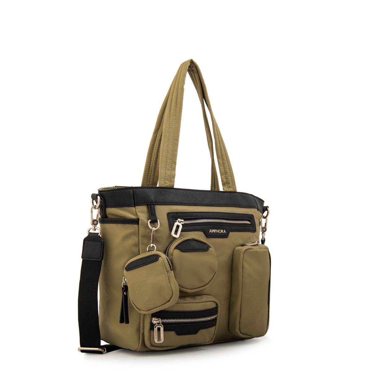 AMPHORA - Cartera tote evany grande verde oliva