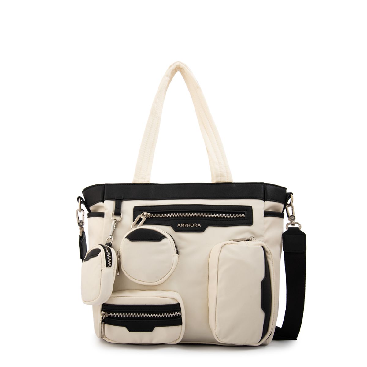 AMPHORA - Cartera tote evany grande blanco crudo