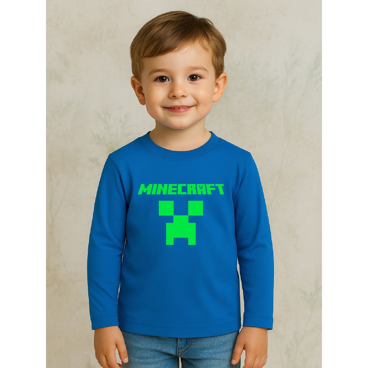 ROLY - Polera minecraft clásico para niño manga larga