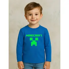 ROLY - Polera minecraft clásico para niño manga larga