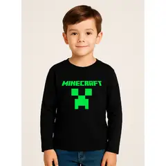 ROLY - Polera minecraft clásico para niño manga larga