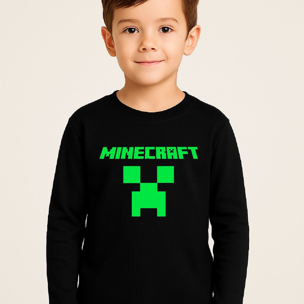 ROLY - Polera minecraft clásico para niño manga larga