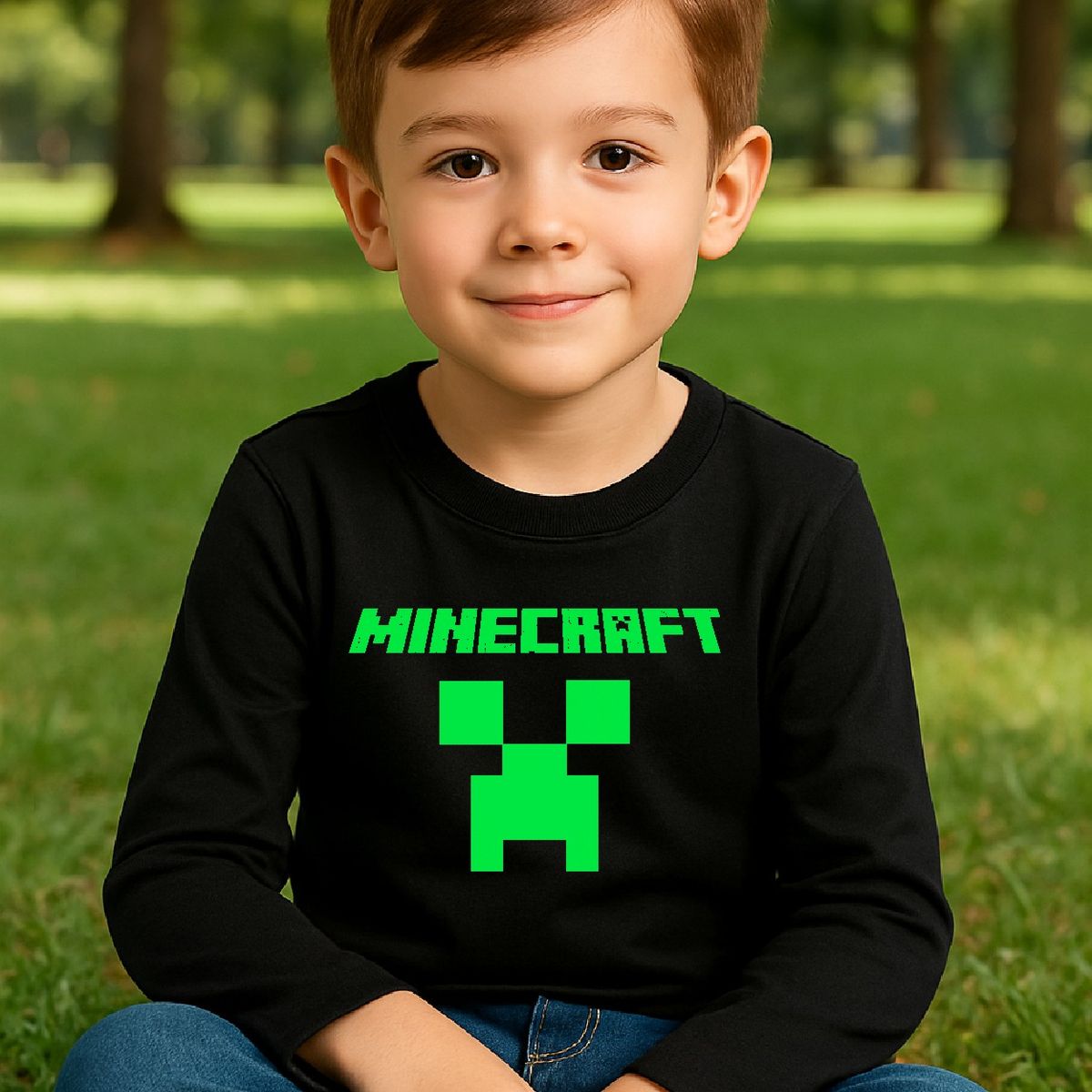 ROLY - Polera minecraft clásico para niño manga larga