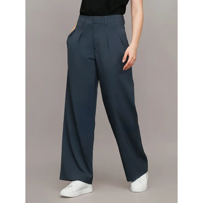 CALVIN KLEIN - Pantalón Tailored de Pierna Ancha Azul Calvin Klein