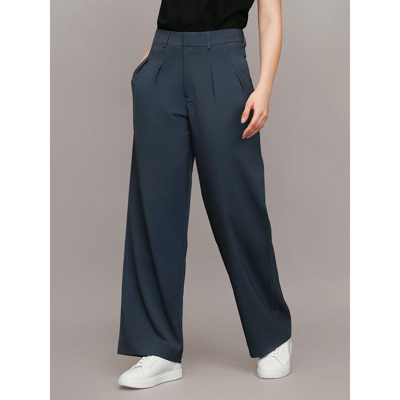 CALVIN KLEIN - Pantalón Tailored de Pierna Ancha Azul Calvin Klein