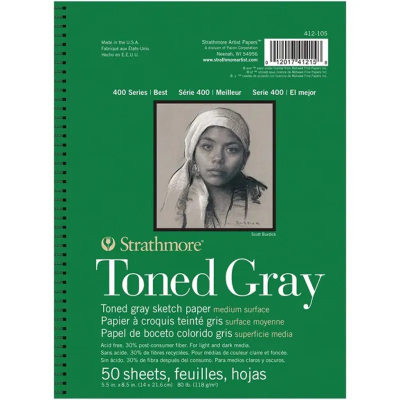 GENERICO - Croquera Dibujo Strathmore Toned Gray 118gr 14x21cm 50 Hojas