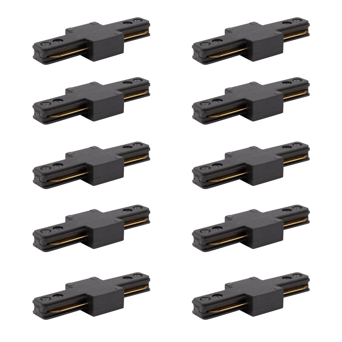 GENERICO - 10 Uniones Para Riel Energizado Monofásico Recta Negro