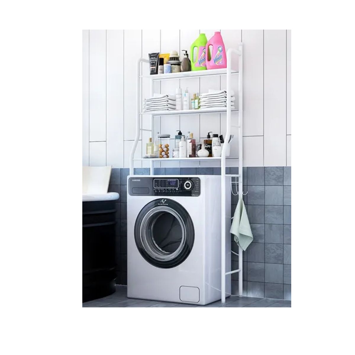 GENERICO - Organizador Estante De Lavadora Baño Metalico Rack 3