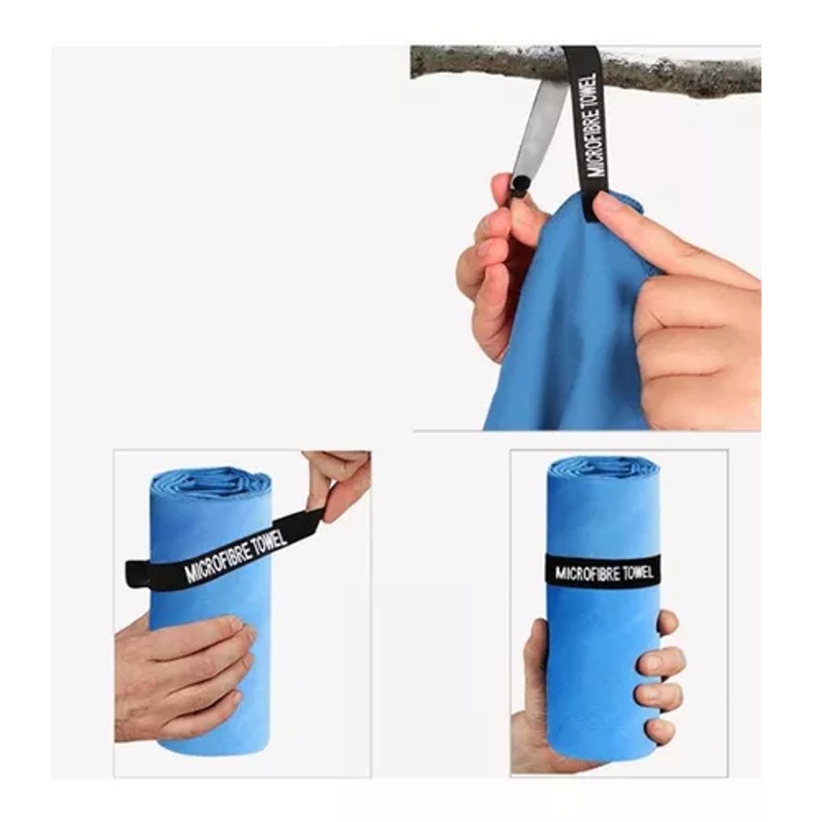 GENERICO - Toalla de baño de microfibra secado rápido 3 piezas azul marino