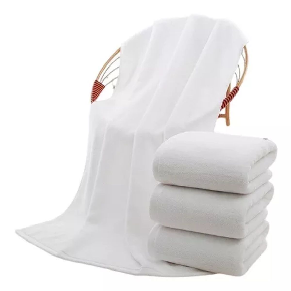 GENERICO - Pack de 6 toallas de baño de hotel algodón 140x70 cm color blanco