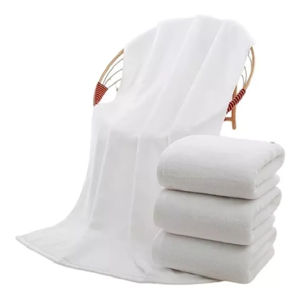GENERICO - Pack de 6 toallas de baño de hotel algodón 140x70 cm color blanco
