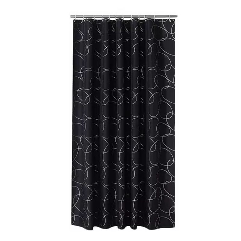 GENERICO - Cortina de baño lavable tela de poliéster 180x180 cm impermeable color negro