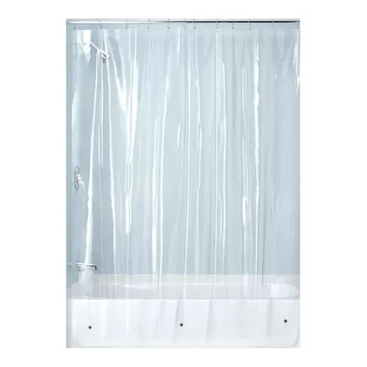 GENERICO - Forro para cortina de baño transparente con imán 178 x 180 cm color blanco