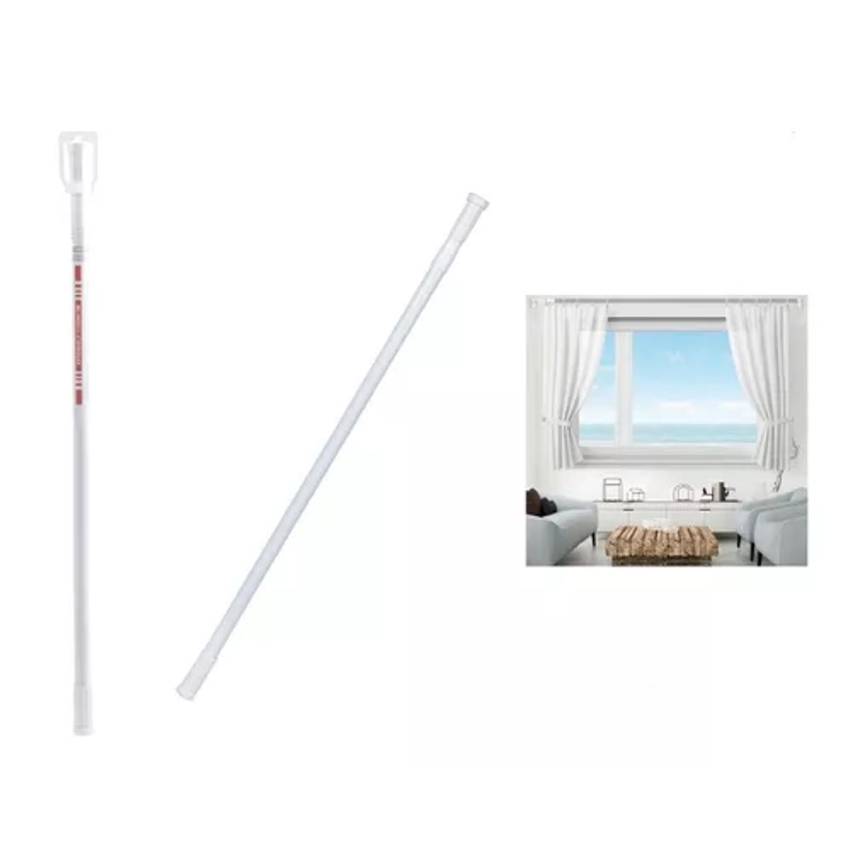 GENERICO - Barra extensible para cortina de ducha 110-200 cm acero cromado color blanco