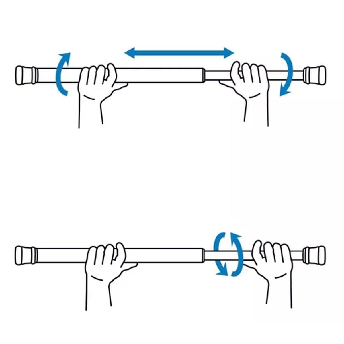 GENERICO - Barra extensible para cortina de ducha 110-200 cm acero cromado color blanco