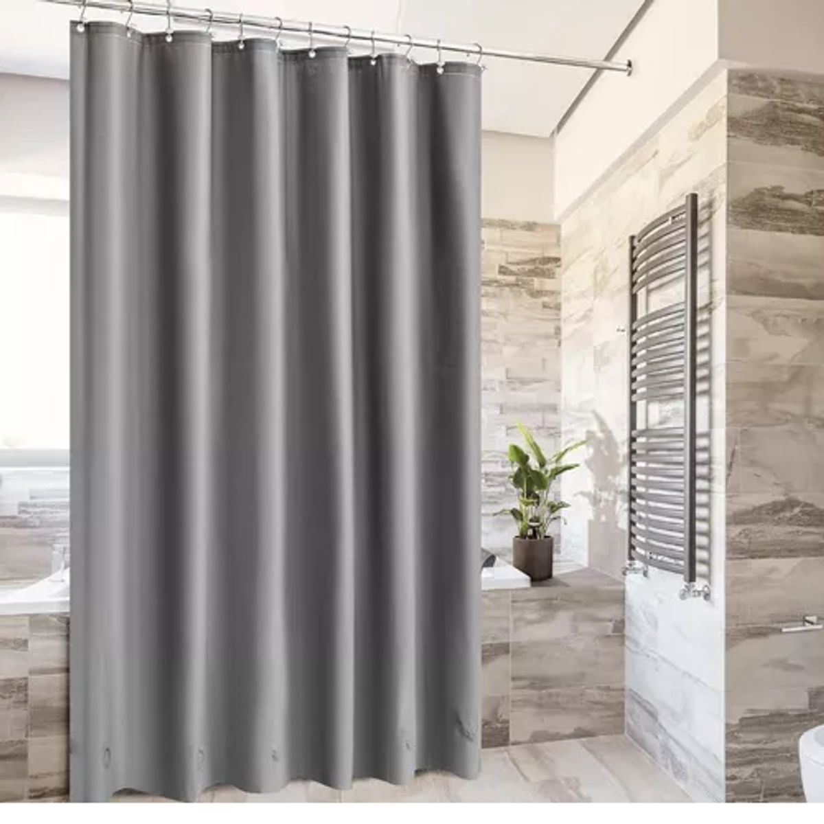 GENERICO - Cortina de ducha y baño 180x180 cm elegante gris