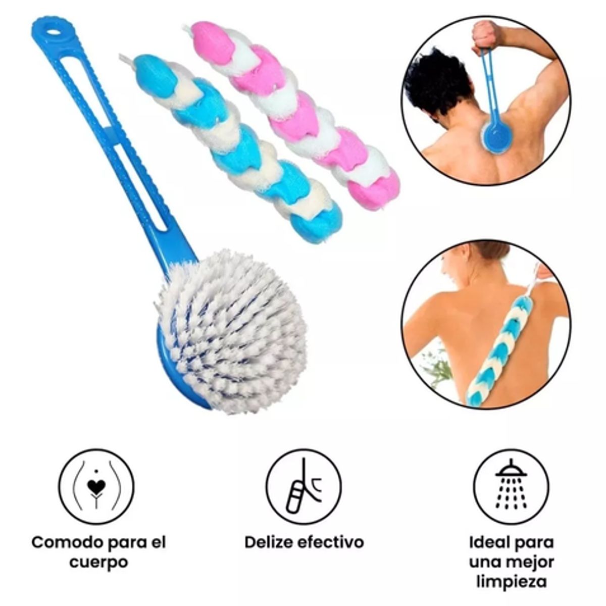 Set de Ducha Escobilla Larga y Esponja para Espalda Limpieza, marca GENERICO - Foto 2