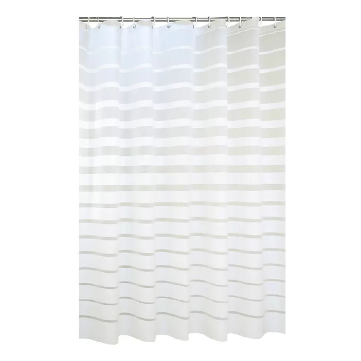 GENERICO - Cortina de baño rayada 180 x 180 cm con accesorios blanco