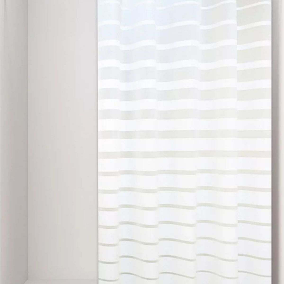 GENERICO - Cortina de baño rayada 180 x 180 cm con accesorios blanco