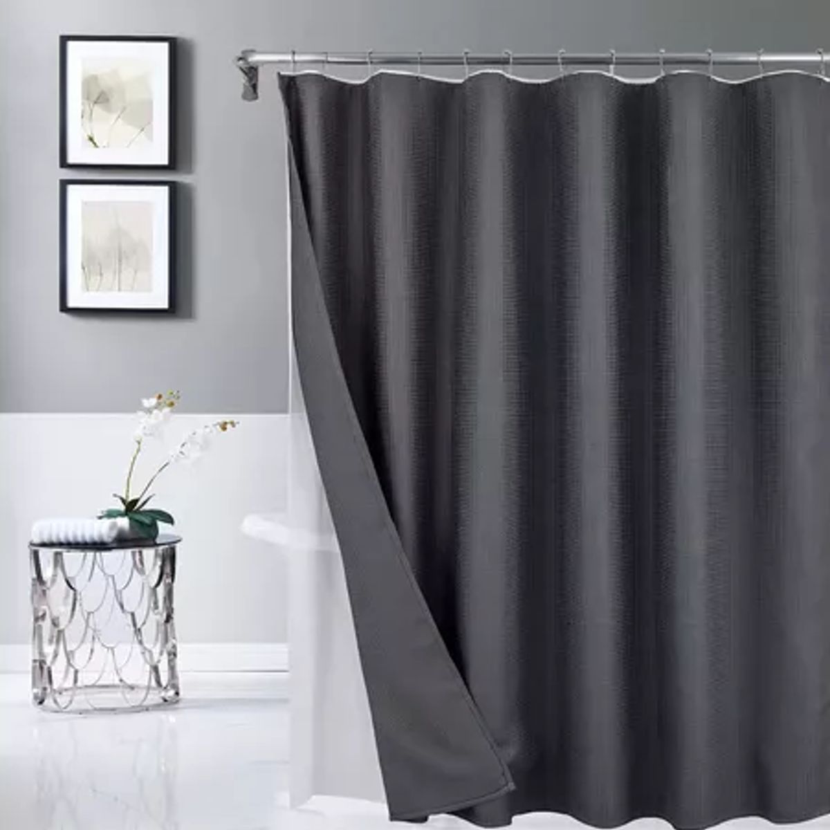GENERICO - Cortina baño ducha Casatua con imán y forro gris