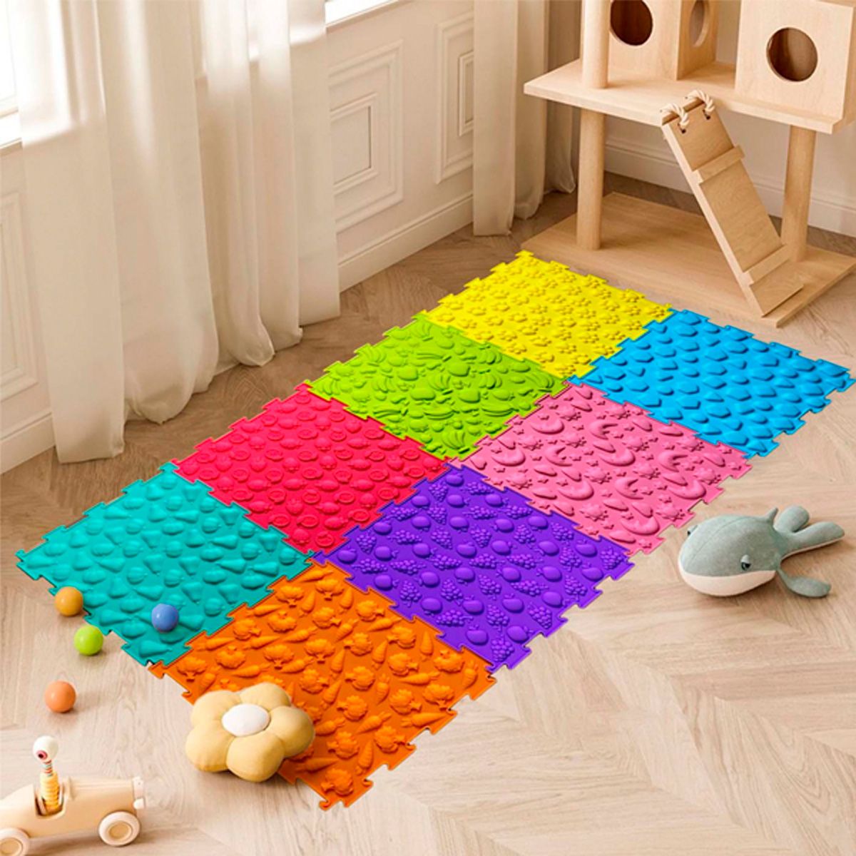SDFIT - Tapetes Sensorial Niños Set 8 Piezas Cuadrados A10 Sr2505