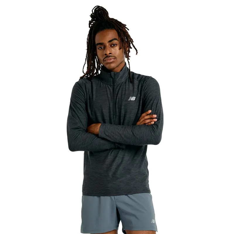 NEW BALANCE - Polerón Running Hombre New Balance Space Dye 14 Zip Negro