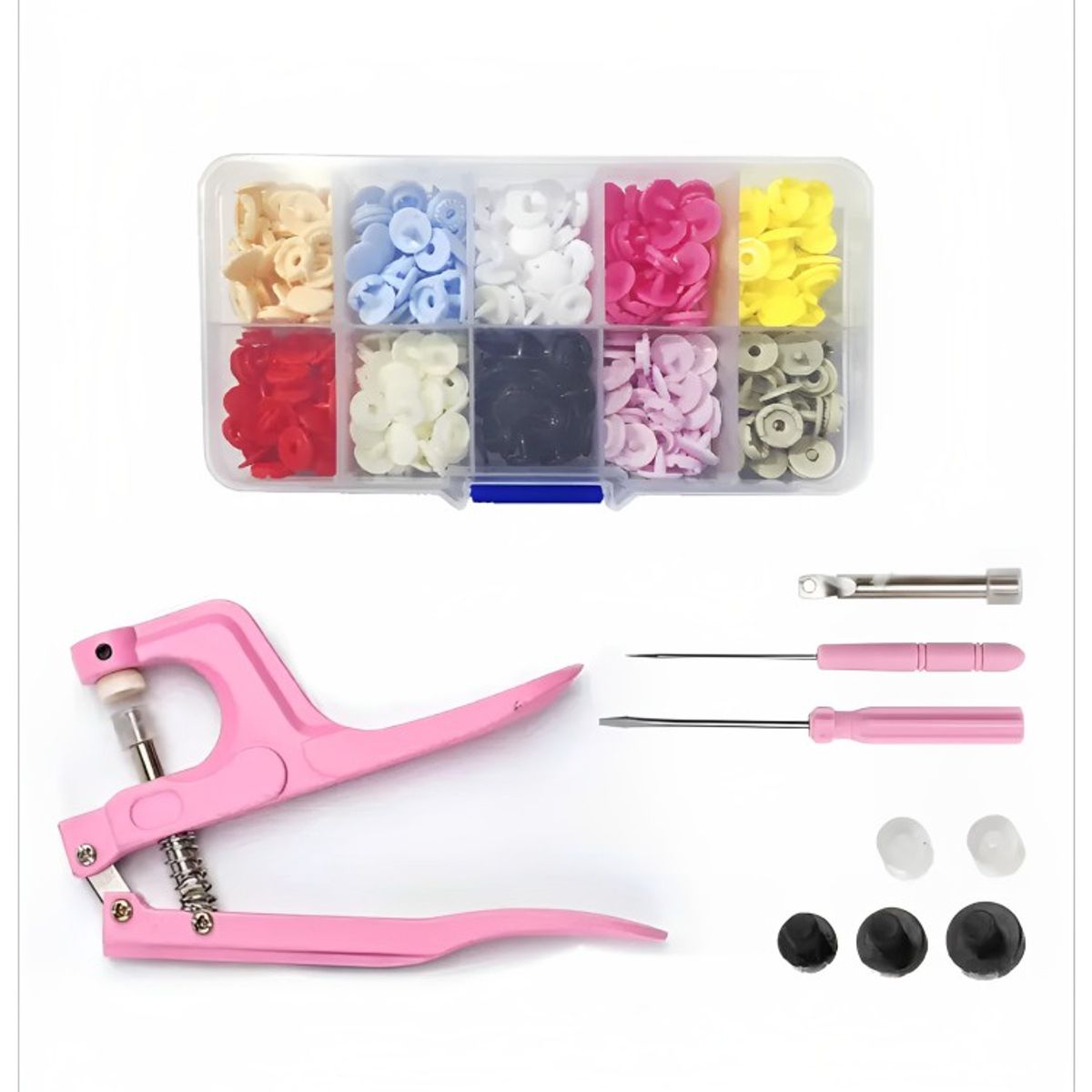 GENERICO - Pinza Remachadora Para Broches Plasticos Snap + 100 Broches