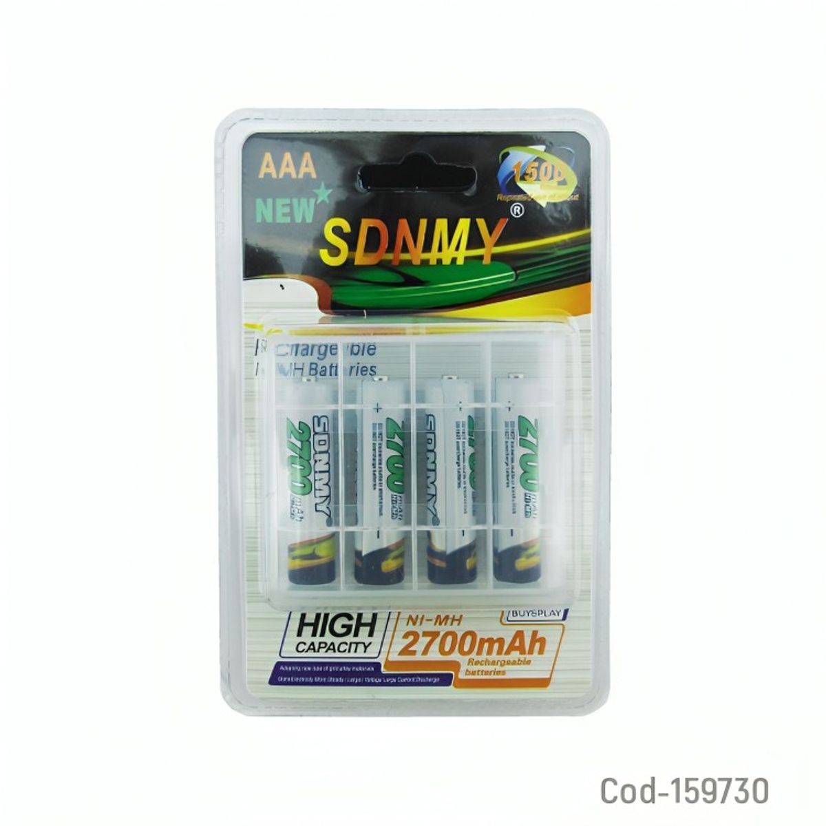 GENERICO - PILA SDNMY AAA SET X 4 PCS 12V RECARGABLE 2700 MAH CAJA PVC