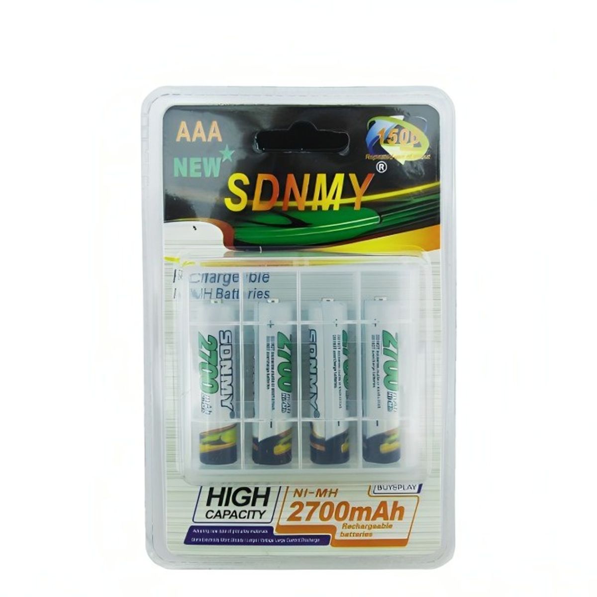 GENERICO - PILA SDNMY AAA SET X 4 PCS 12V RECARGABLE 2700 MAH CAJA PVC