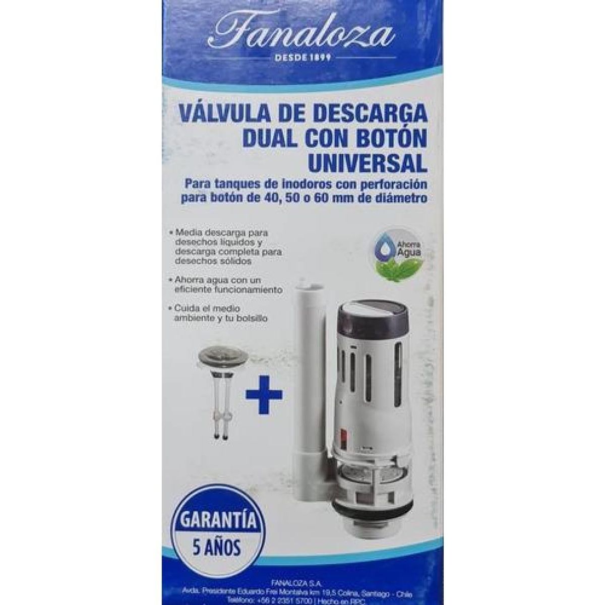 FANALOZA - Valvula De Descarga Dual Con Boton Universal Wc Fanaloza - Multicolor