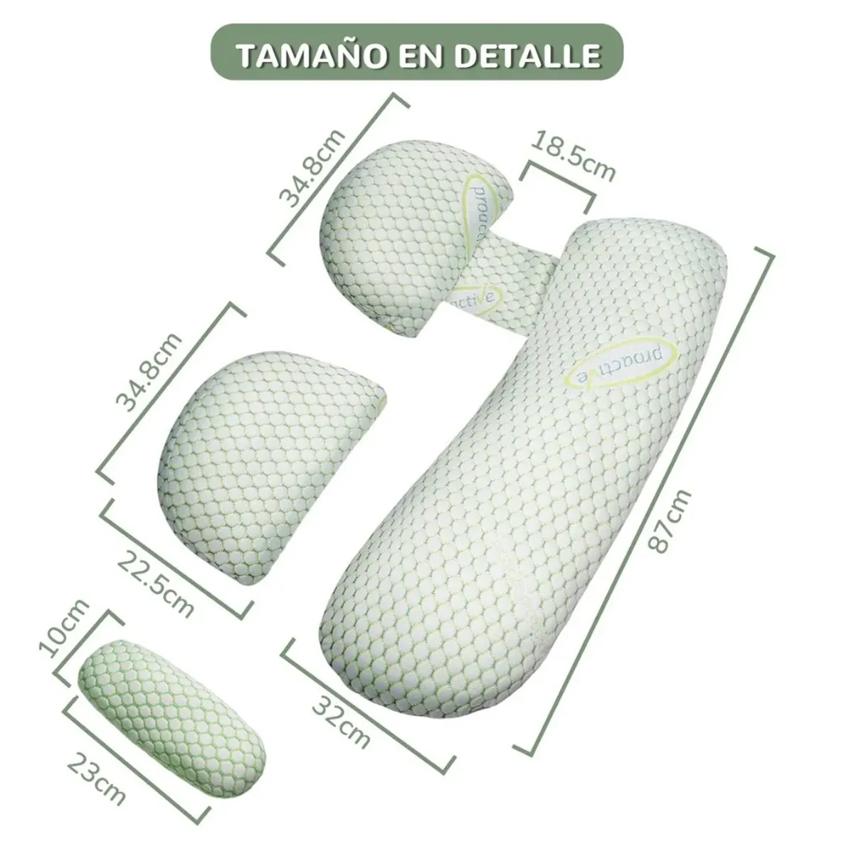 MUNDO MAGIA - Cojin Lactancia Maternal- Almohada Multiusos 4 En 1 Verde