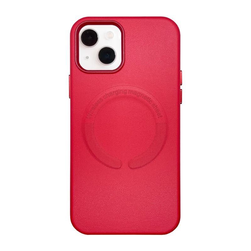 KBOD - Carcasa Antigolpes de Cuero Magnetic Para iPhone 14 Rojo