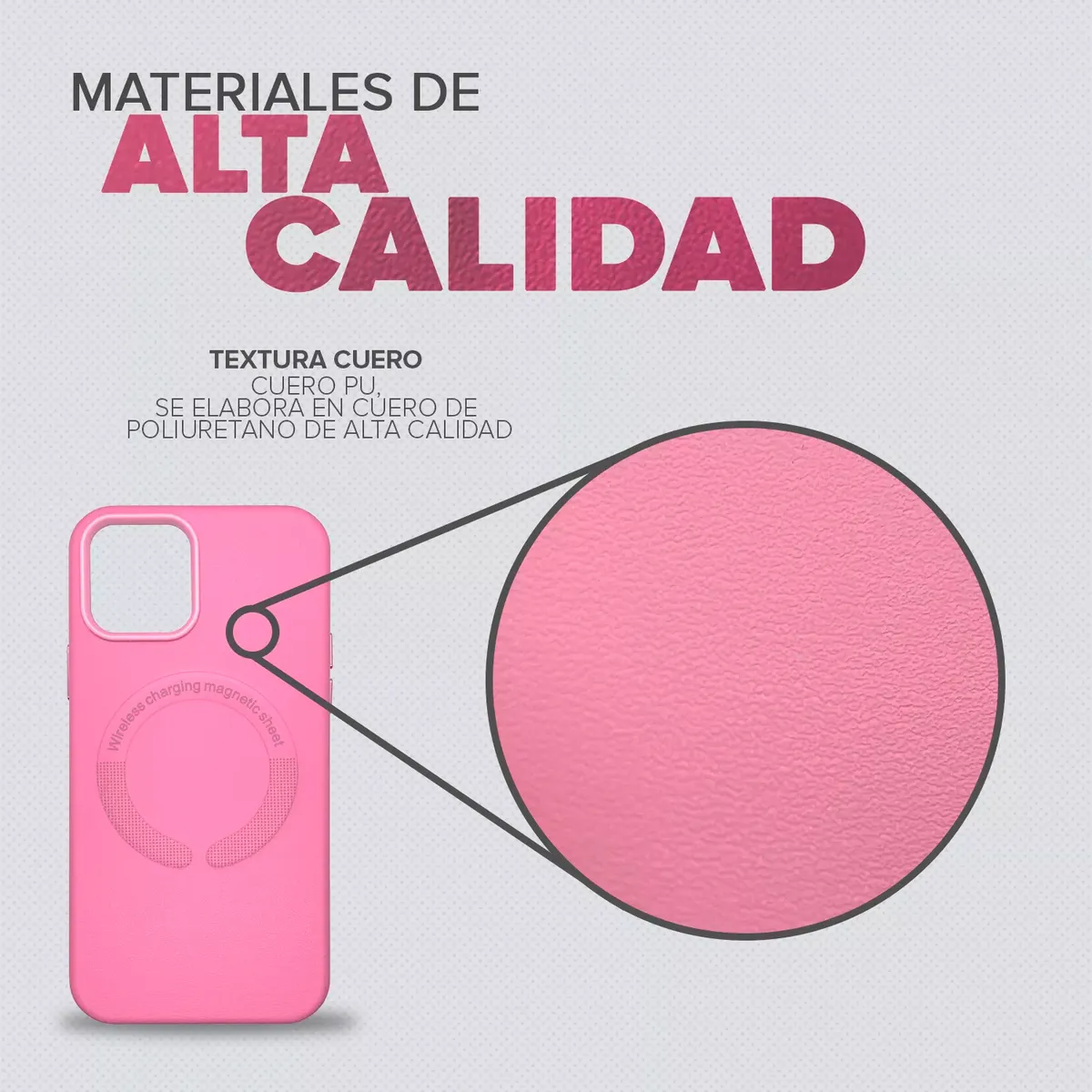 KBOD - Carcasa Antigolpes de Cuero Magnetic Para iPhone 14 Rosa