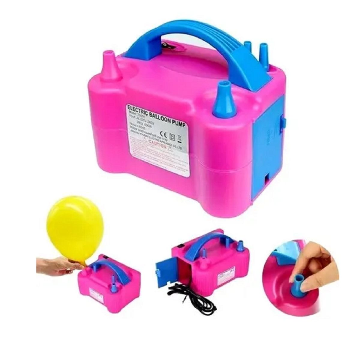 GENERICO - INFLADOR GLOBOS ELÉCTRICO CON 2 INYECTORES