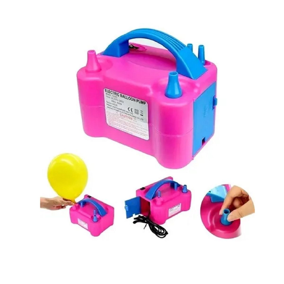 GENERICO - INFLADOR GLOBOS ELÉCTRICO CON 2 INYECTORES