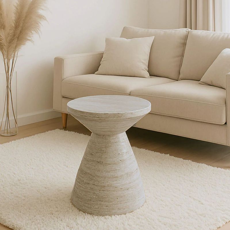 SANTU HOME & DECO - Mesa Centro Lateral Estilo Piedra Zahara Escultura