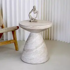 SANTU HOME & DECO - Mesa Centro Lateral Estilo Piedra Zahara Escultura