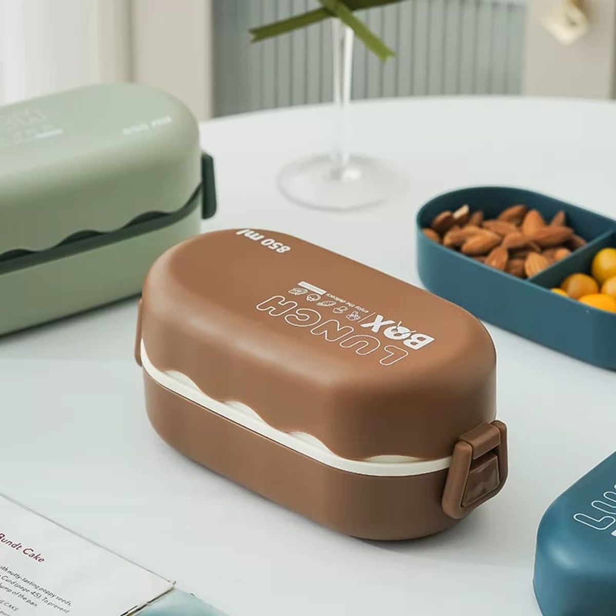 HOMEY - Pack De 3 Tupper Ovalados Con Divisiones, 3 Colores.