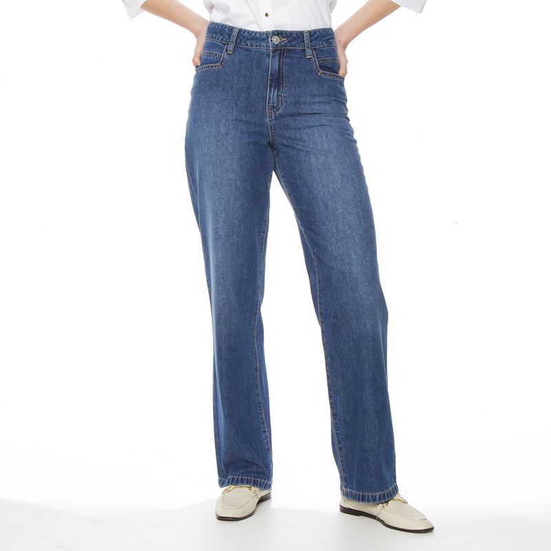 WADOS - JEANS RECTO TIRO ALTO PRETINA BASICA UN BOTON