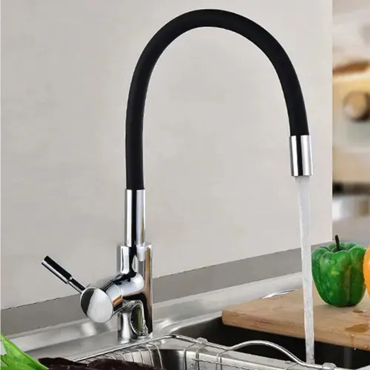GENERICO - Llave Grifo Monomando Flexible Negro Para Lavaplatos