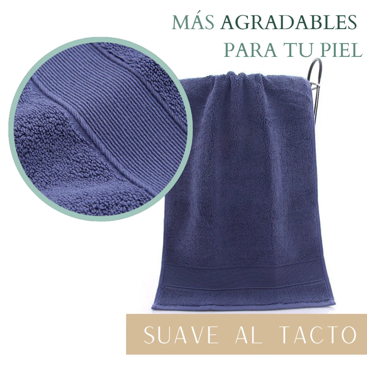 GARSIL - Pack De 4 Toallas Azul piedra Algodón 75x35 cm Baño Hotel