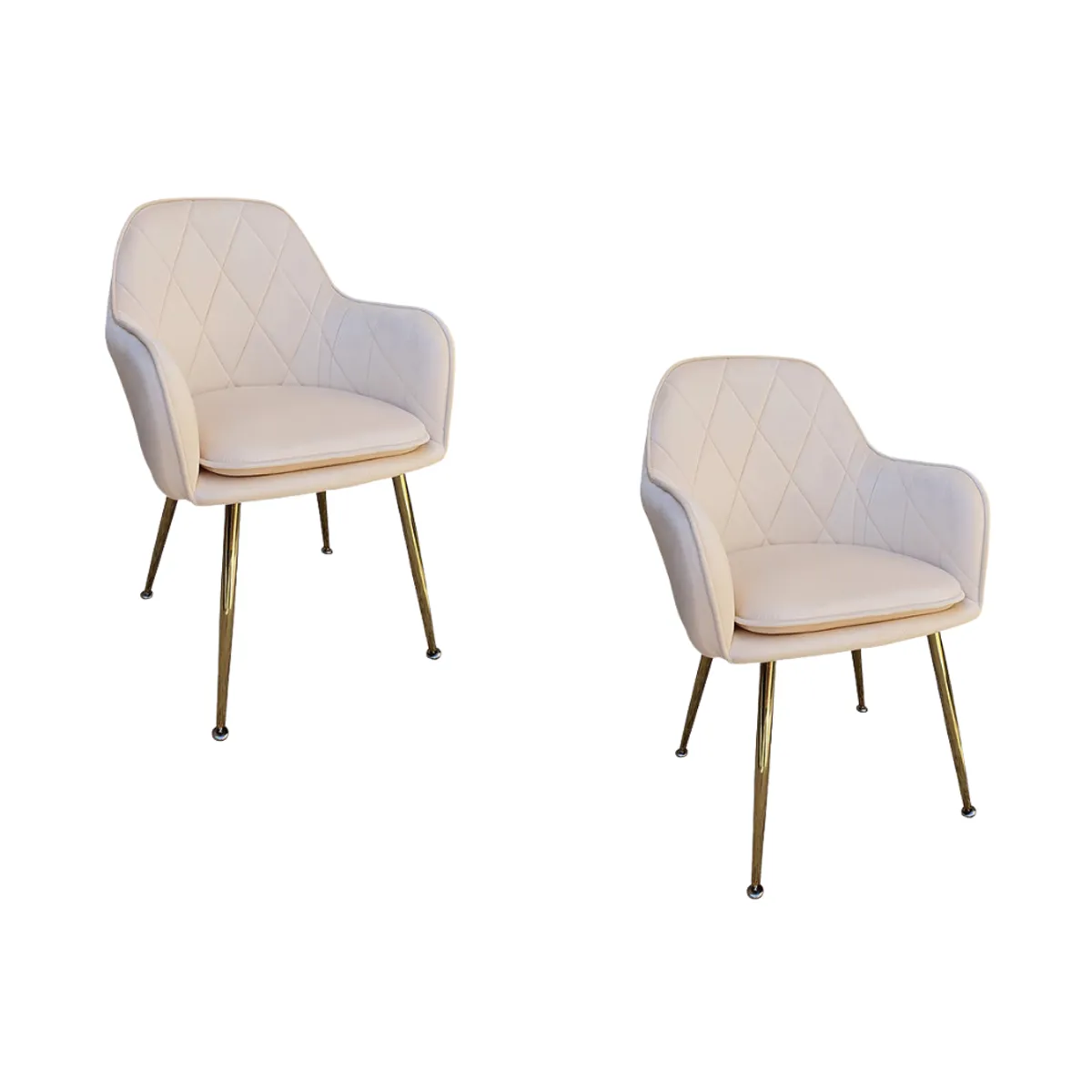 HABITA2 CHILE - PACK 2 SITIAL POLTRONA BEIGE LUX PATAS DORADAS