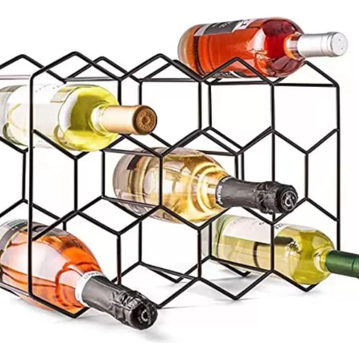 GENERICO - Porta vino botellas rack metálico plegable 11 botellas negro