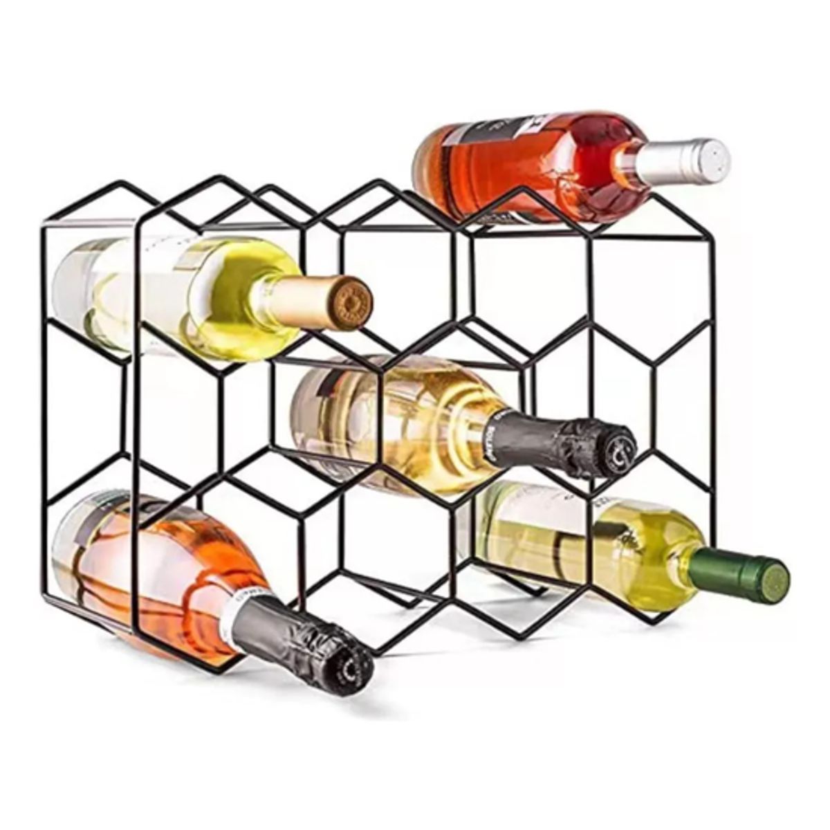 GENERICO - Porta vino botellas rack metálico plegable 11 botellas negro