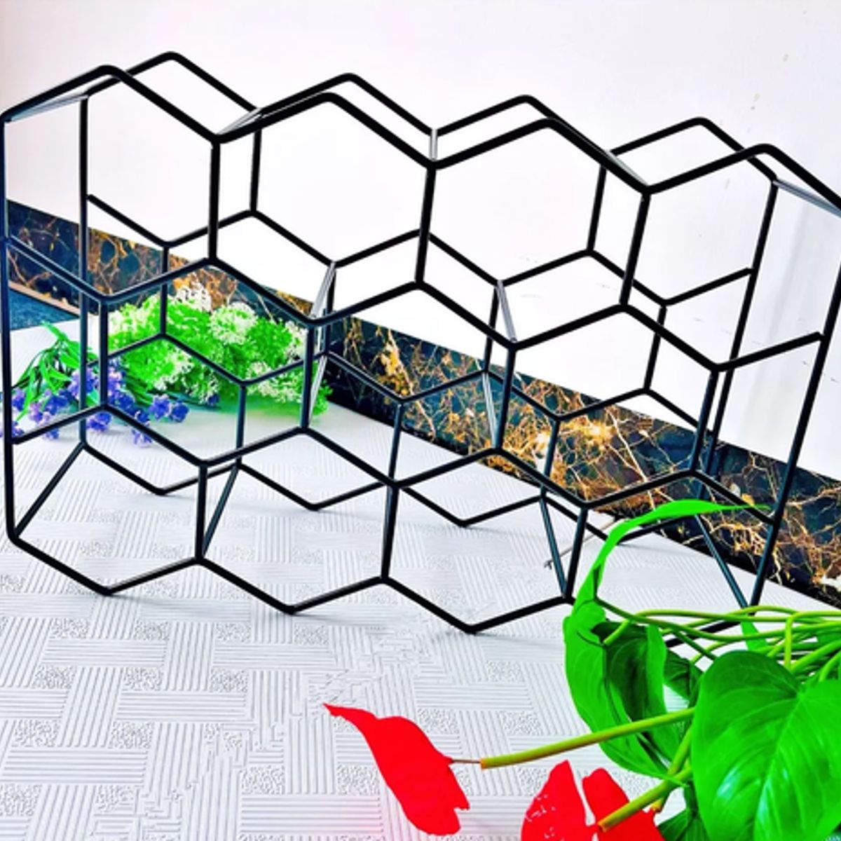 GENERICO - Porta vino botellas rack metálico plegable 11 botellas negro