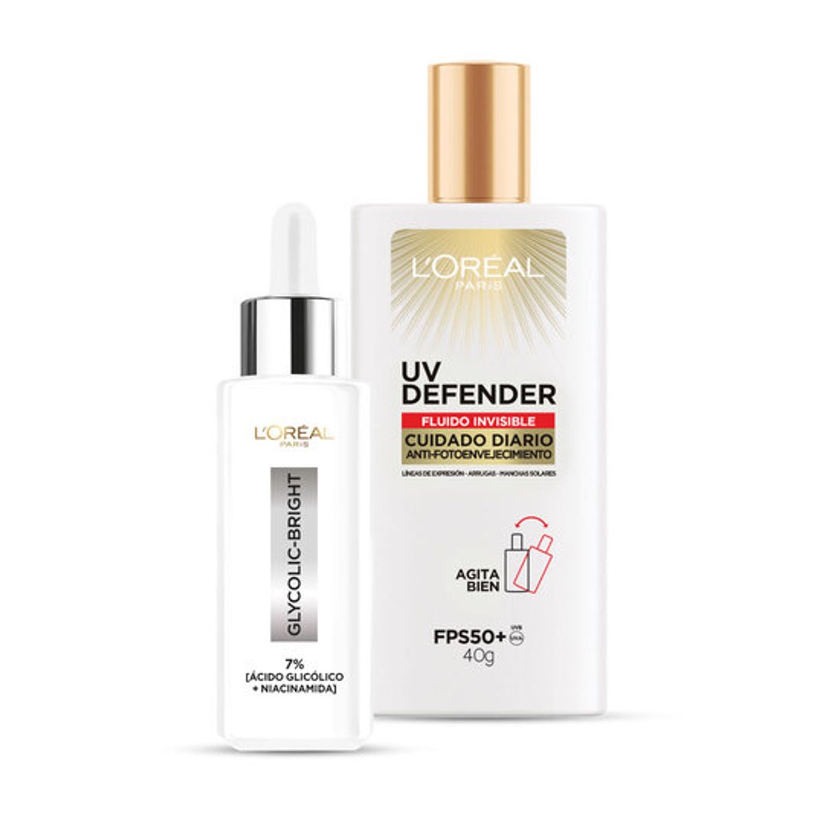 LOREAL PARIS - Pack Serum Glycolico + Protector  Uv Defender