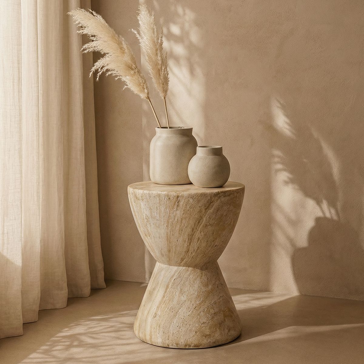 SANTU HOME & DECO - Mesa Lateral Estilo Piedra Cáliz