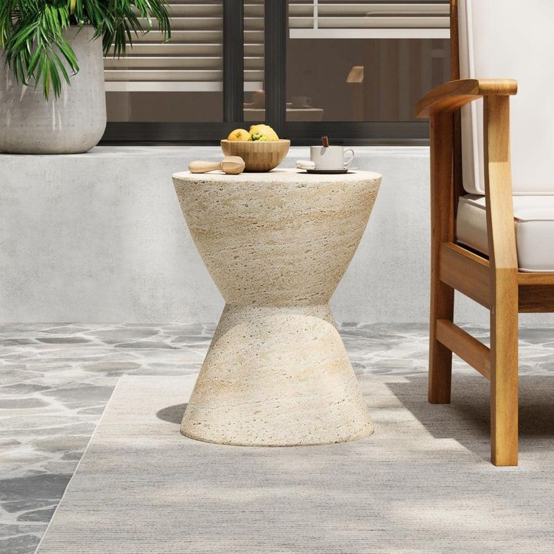 SANTU HOME & DECO - Mesa Centro Lateral Estilo Piedra Cáliz Escultural Deco