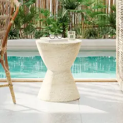 SANTU HOME & DECO - Mesa Centro Lateral Estilo Piedra Cáliz Escultural Deco